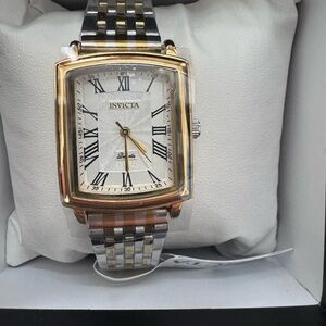Invicta Gold and Silver Rectangular Watch Brand new with tags in original packa